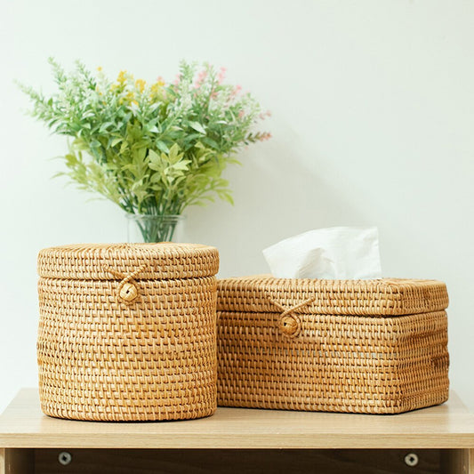 Aufbewahrungsbox aus Rattan