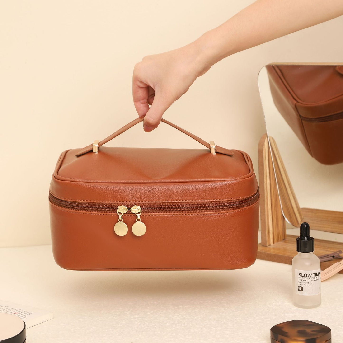 Kosmetik Tasche Leder