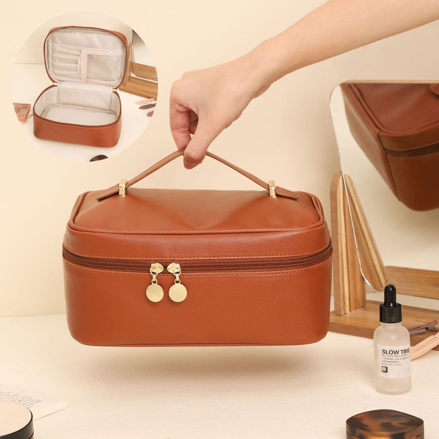 Kosmetik Tasche Leder