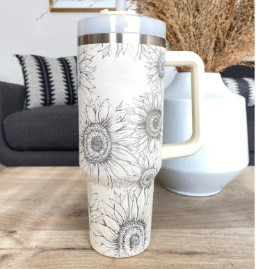 Trinkbecher mit Strohhalm "sunflower"